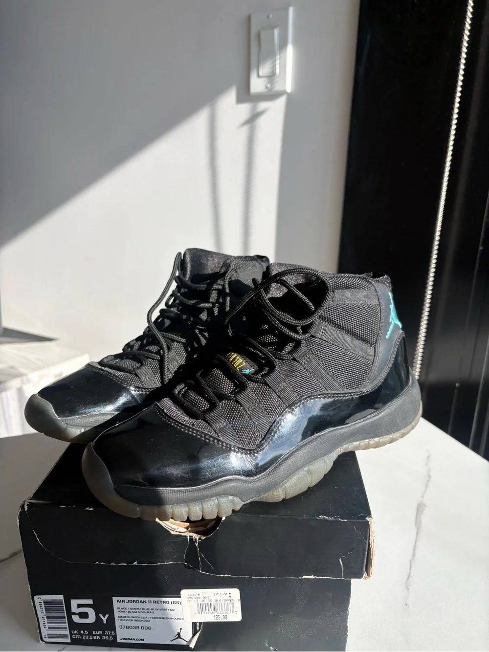 Jordan Black with Teal Jumpman Retro High-Top Sneakers